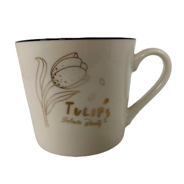 Imagem de Caneca de Porcelana Branca Decorada Tulips 390ML para Chá