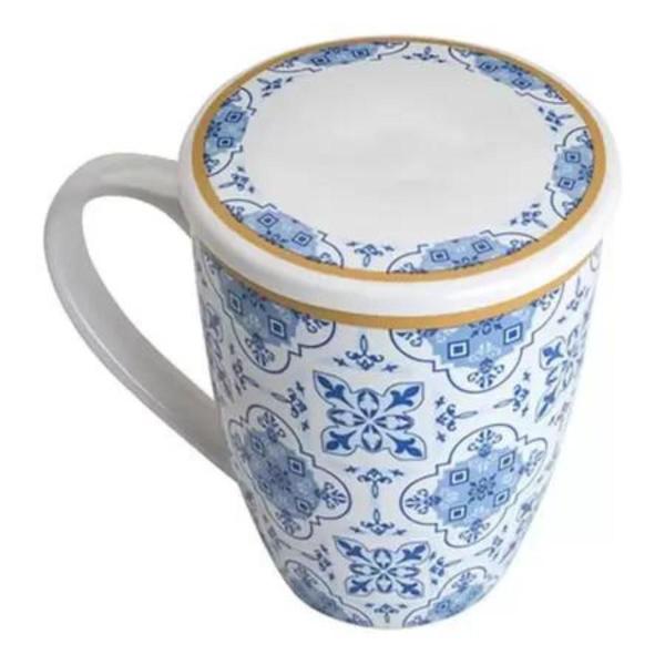 Imagem de Caneca de Porcelana com Tampa e Difusor para Chá