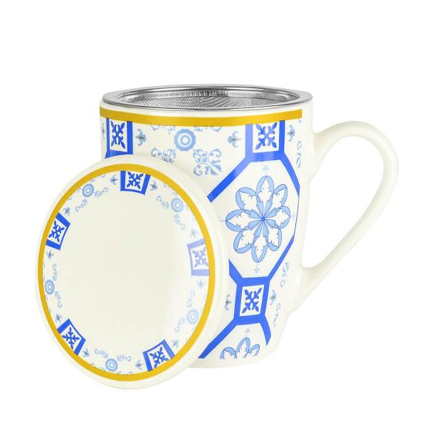 Imagem de Caneca de Porcelana com Tampa e Infusor para Chá 310ml