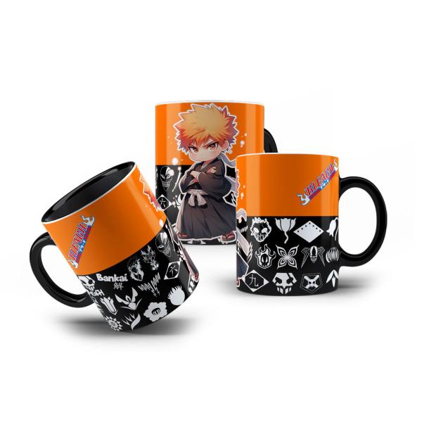 Imagem de Caneca de Porcelana Ichigo Kurosaki Bleach Mangá Chibi 325mL