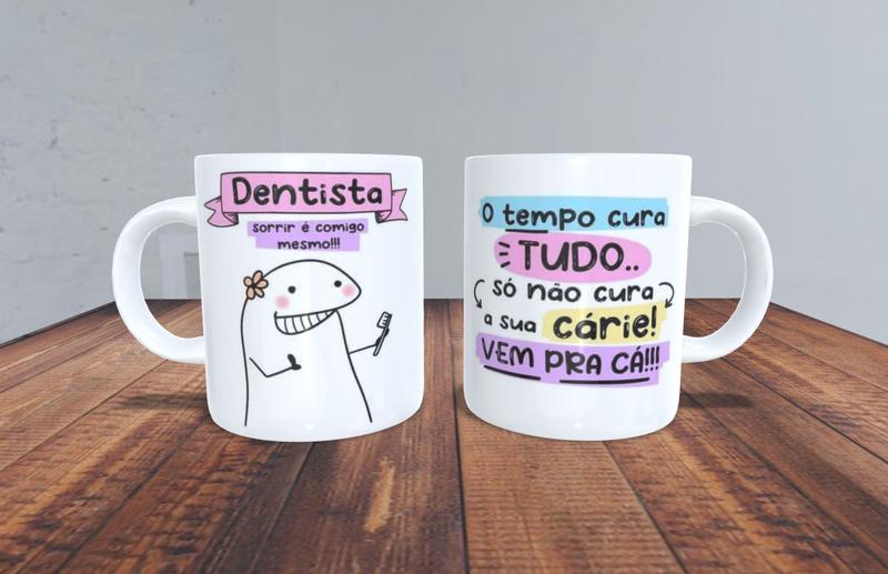 Imagem de Caneca de Porcelana - Meme flork profissão dentista