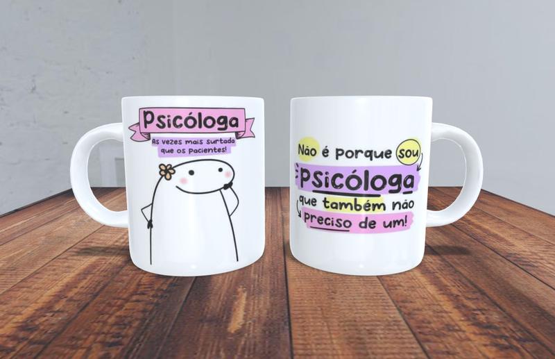 Imagem de Caneca de Porcelana - Meme flork profissão Psicóloga