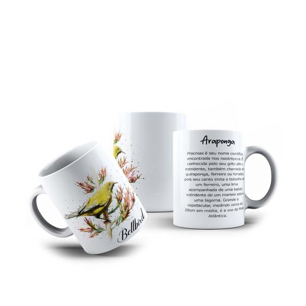 Imagem de Caneca de Porcelana Pássaros Bellbird Araponga Ave 325mL