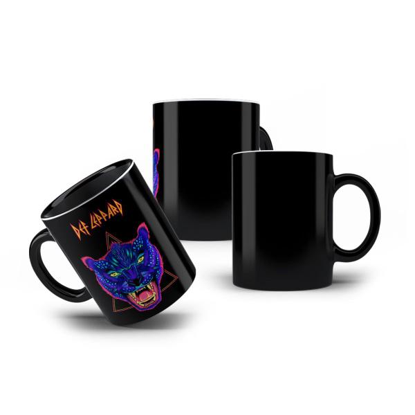 Imagem de Caneca de Porcelana Preta Banda Def Leppard Heavy Metal 80's