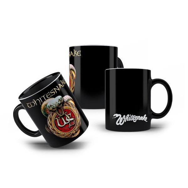 Imagem de Caneca de Porcelana Preta Banda Whitesnake Hard Rock Anos 80