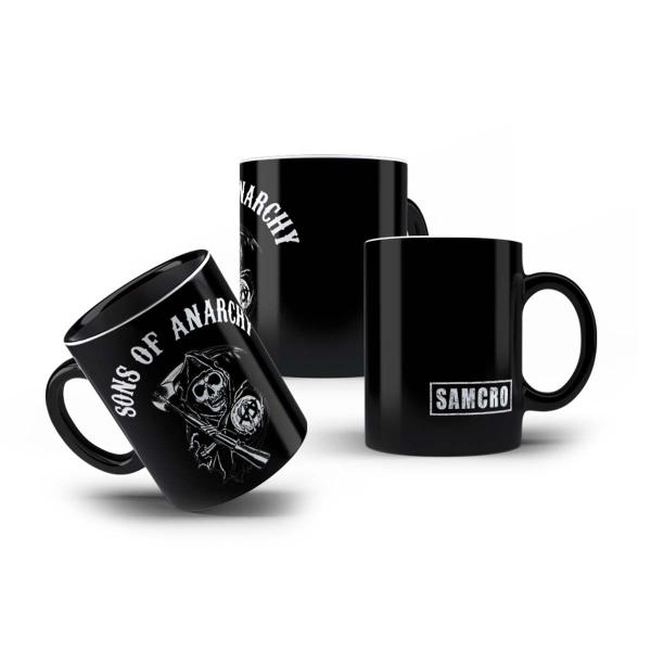 Imagem de Caneca de Porcelana Preta Sons Of Anarchy Samcro SOA 325mL