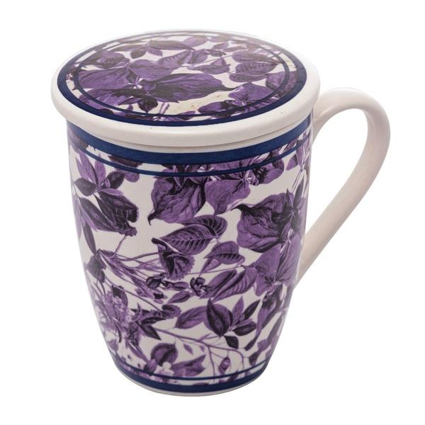 Imagem de Caneca De Porcelana Super White C/ Tampa E Filtro Blue Garden 310ml Lyor