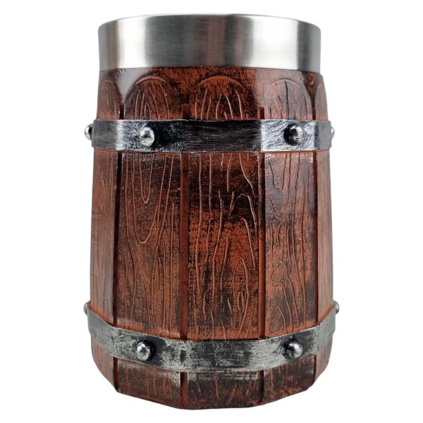 Imagem de Caneca De Resina Estilo Barril Viking 600Ml Chopp Medieval