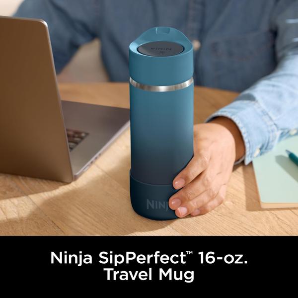 Imagem de Caneca de viagem Ninja Sip Perfect 473ml em aço inoxidável azul oceano