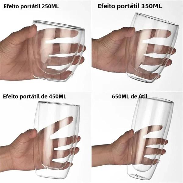 Imagem de Caneca de Vidro Borosilicato com Parede Dupla - Resistente a Calor para Café, Leite e Suco