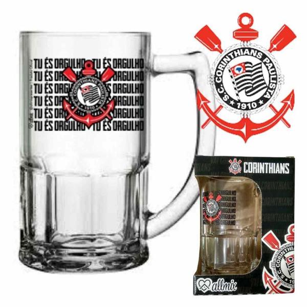 Imagem de Caneca de vidro bristol 300ml corinthians para chopp - allmix