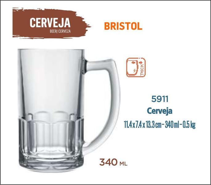 Imagem de Caneca De Vidro Bristol 340ml - Chope Cerveja