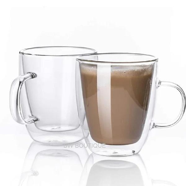 Imagem de Caneca de Vidro Duplo 315ml p/ Café Chá Cappuccino