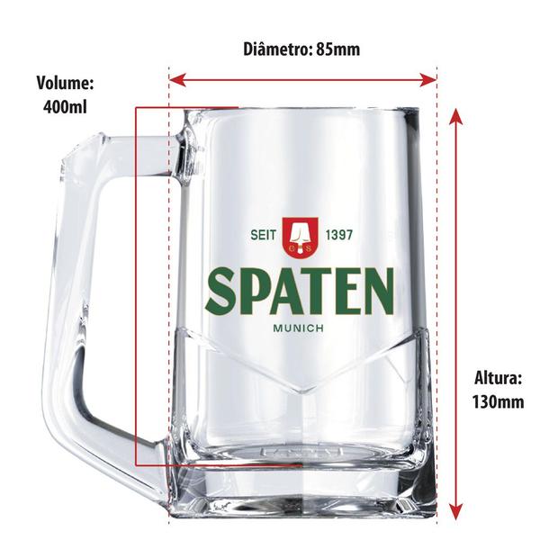 Imagem de Caneca de vidro para cerveja spaten 400ml - ruvolo