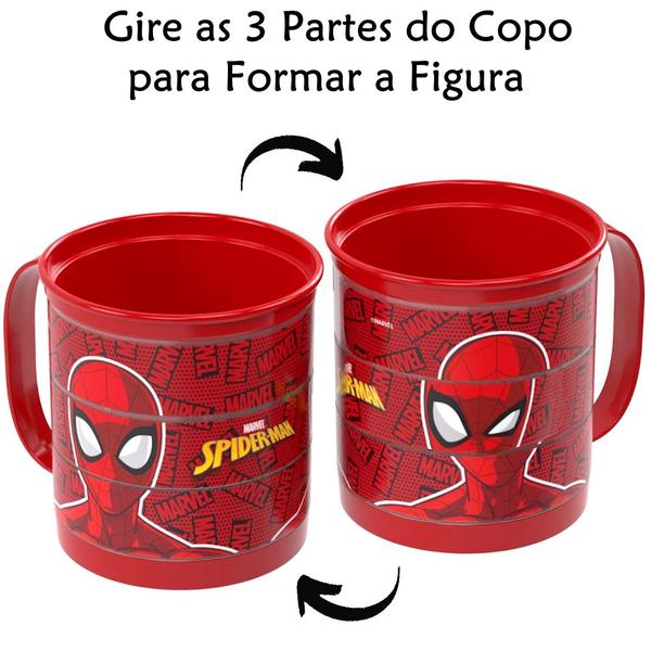 Imagem de Caneca Divertida do Homem Aranha 360ml Plasútil Infantil 1 unidade