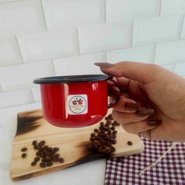 Imagem de Caneca Esmaltada com Alça Xícara em Ágata para Café 200ml Esmaltados Silva