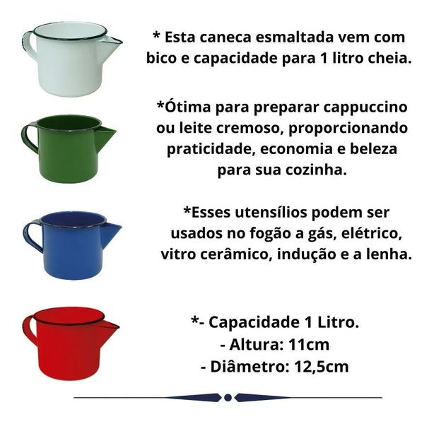 Imagem de Caneca esmaltada com bico 1 litro azul metallouca