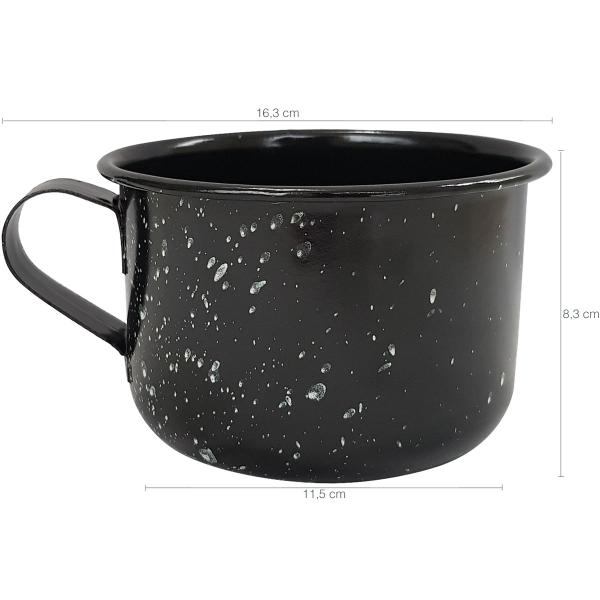 Imagem de Caneca Esmaltada Grande Leiteira 600ml Caneca Rustico Preta