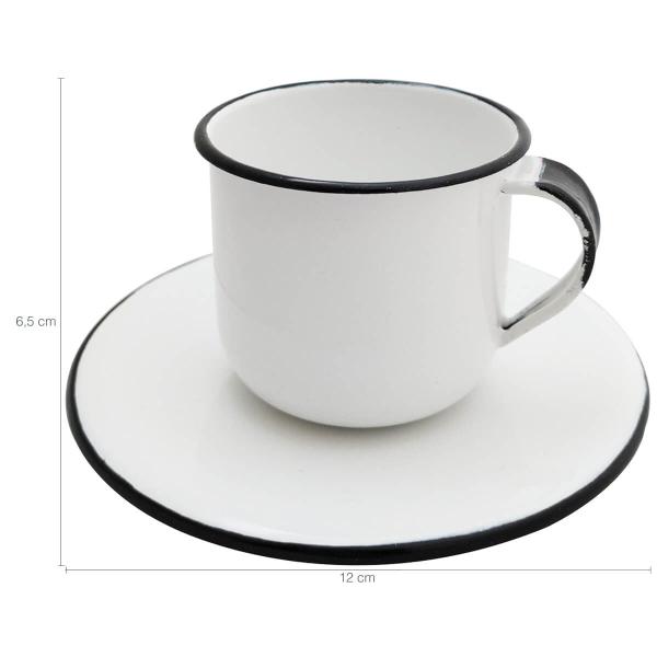 Imagem de Caneca Esmaltada Xícara Com Pires Para Chá Café 180ml