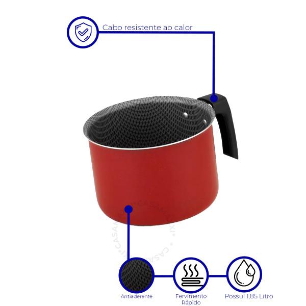 Imagem de Caneca Fervedor De Leite Cinza/vermelho - Alegrete - 1,85L