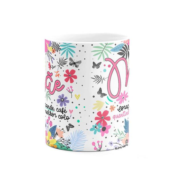 Imagem de Caneca Floral Família - Mãe - Coração grande, café quentinho