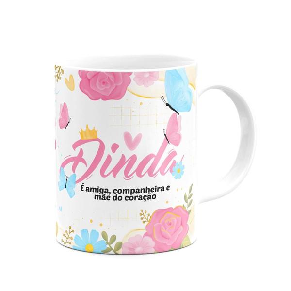 Imagem de Caneca Floral Mães - Dinda é amiga e mãe de coração