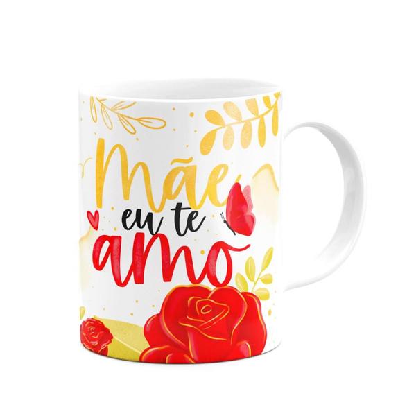 Imagem de Caneca Floral Mães - Mãe eu te amo! - Branca