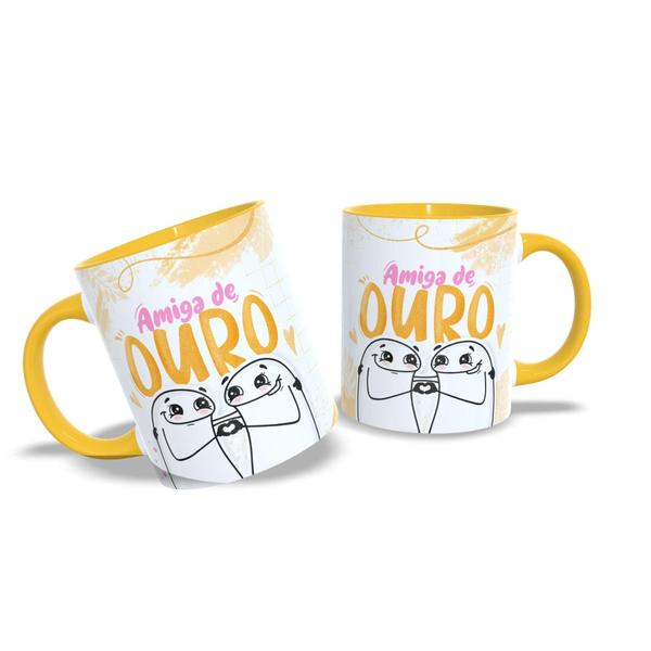 Imagem de Caneca Flork Amiga de Ouro Presente Porcelana 325ml