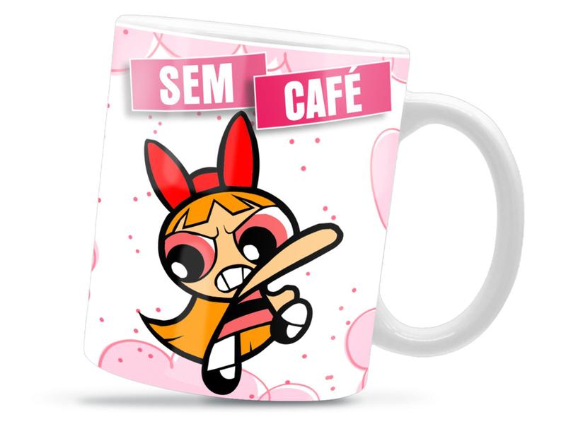 Imagem de Caneca Florzinha Com Café Divertida Porcelana Xícara 325ml + Caixa Presente