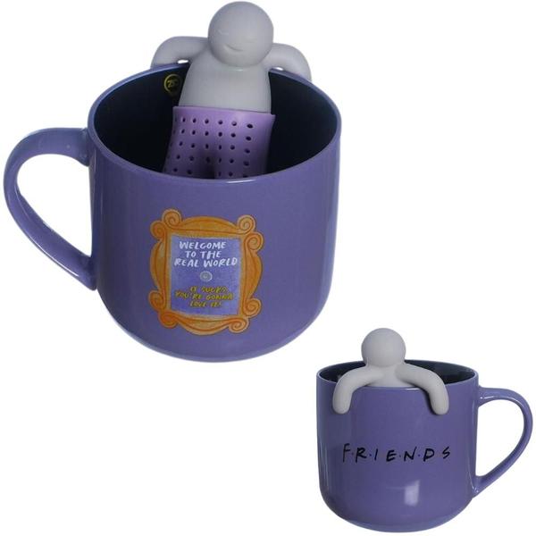 Imagem de Caneca Friends Moldura Porta Com Boneco Infusor Chá Cerâmica 350 ml Oficial