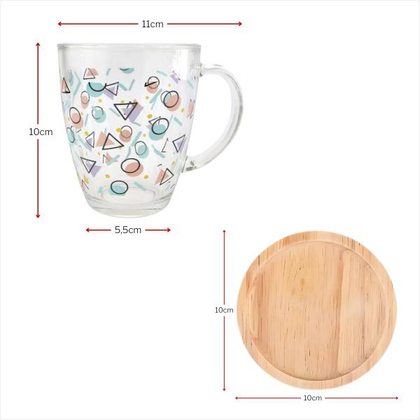 Imagem de Caneca Funny 350ml Em Vidro Estampada Com Pires Em Bambu