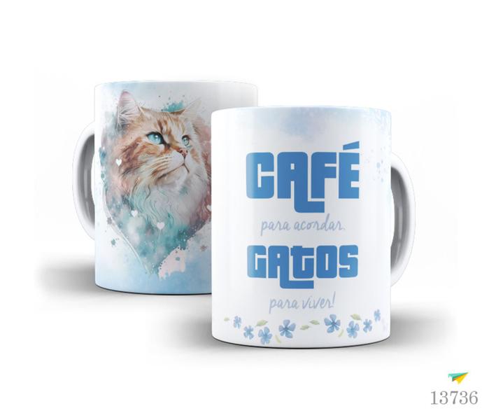 Imagem de Caneca gato com café