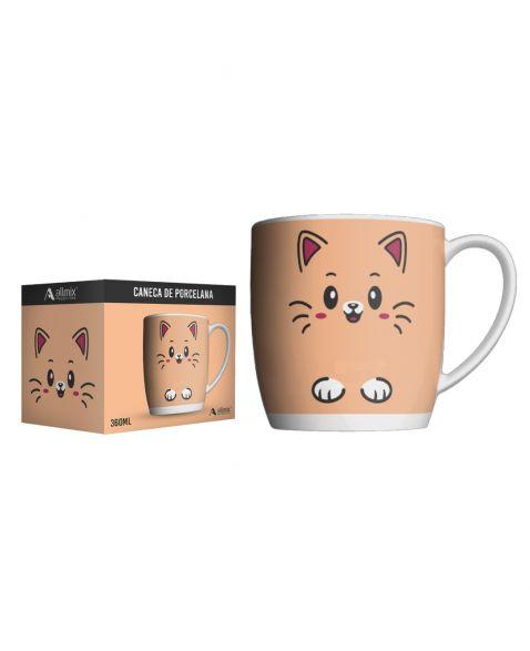 Imagem de Caneca Gato em Porcelana 360ml - Allmix