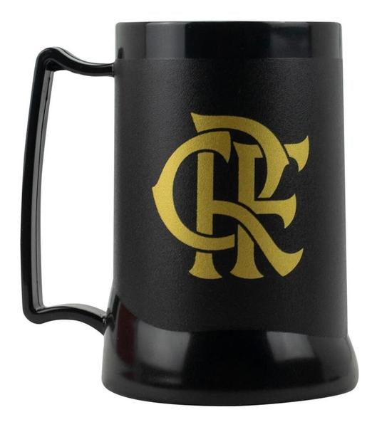 Imagem de Caneca Gel Isolante Térmico 400Ml Preto Dourado Flamengo Crf