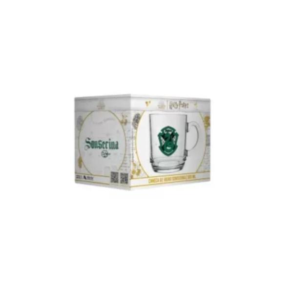 Imagem de Caneca Harry Potter Sonserina Vidro Transparente 300ml Brasão