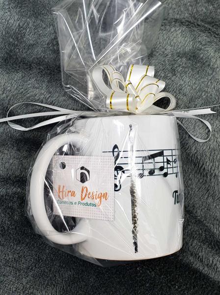 Imagem de Caneca Instrumento Musical Flauta Transversal Notas Musicais