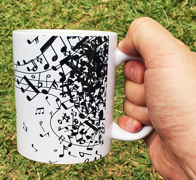 Imagem de Caneca Instrumento Musical Trompete Notas Musicais Música