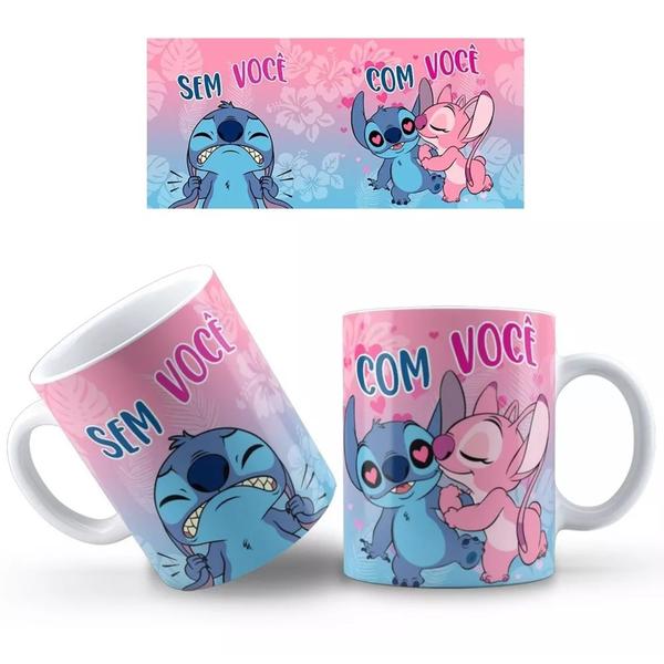 Imagem de Caneca Lilo Stitch Sem Você Com Você