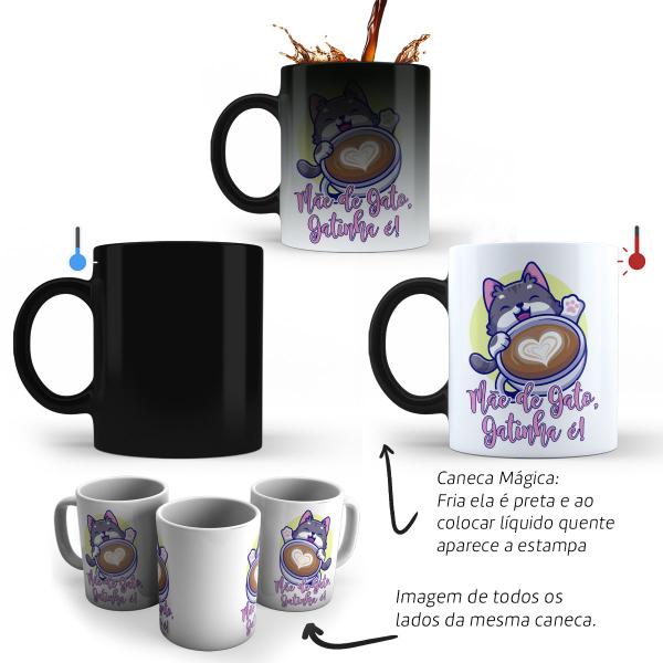 Imagem de Caneca Mágica Mãe de Gato Gatinha é! Presente Xícara Café