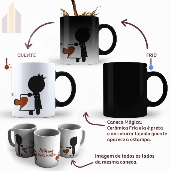 Imagem de Caneca Mágica Namorados Quebra-Cabeça Feitos um Para o Outro Presente Namorada