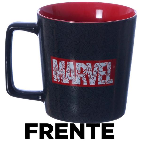 Imagem de Caneca Marvel Logo Vermelho Cerâmica Preta 400ml Oficial