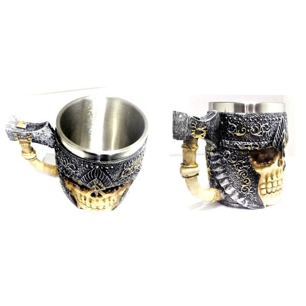 Imagem de Caneca Medieval Cavaleiro caveira medieval inox chopp vinho