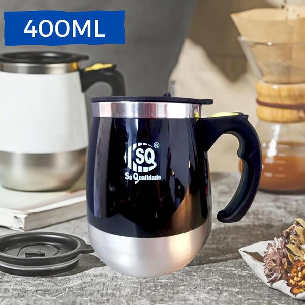 Imagem de Caneca Mixer Misturador Inox Automática 400ml Copo Térmico Mixer de Bebidas Café Suco Shake