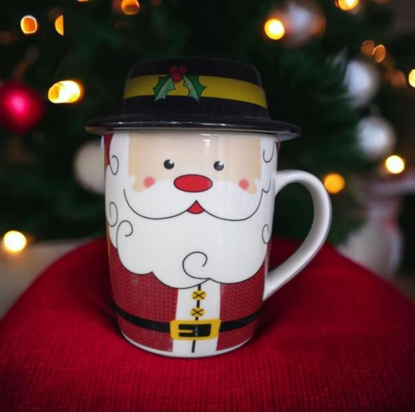 Imagem de Caneca Natalina Papai Noel Com Chapéu 320Ml Cerâmica