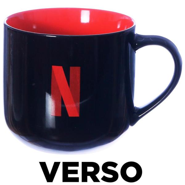 Imagem de Caneca Netflix Logo Cerâmica Com Boneco Infusor Chá Oficial