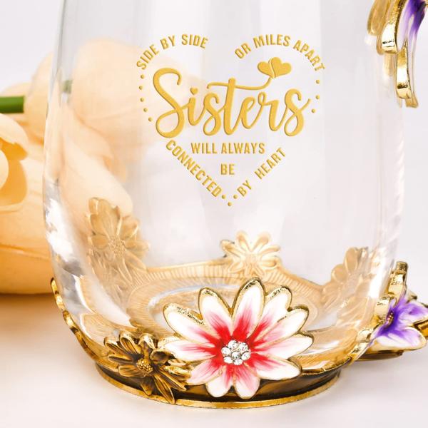 Imagem de Caneca OEAGO Sisters Gifts para mulheres: xícara de chá elegante com colher