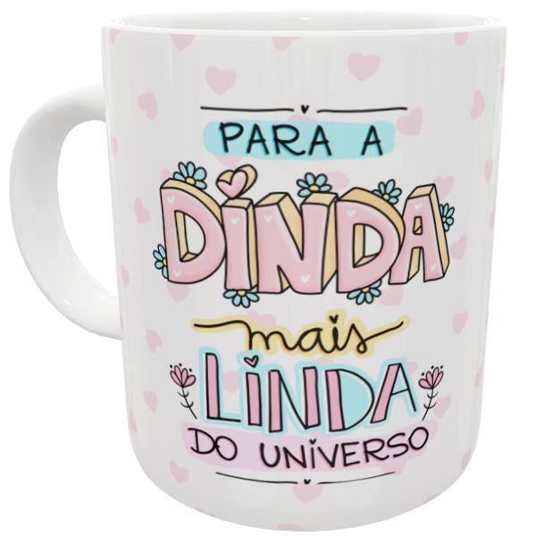 Imagem de Caneca para a dinda mais linda do mundo corações presente