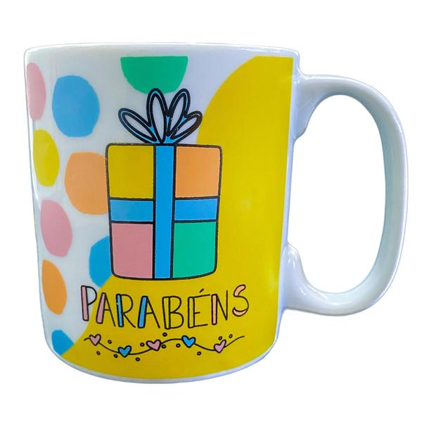 Imagem de Caneca Para Aniversário Porcelana Novidade 310 Ml 3 Modelos Aniversariante Xícara Café