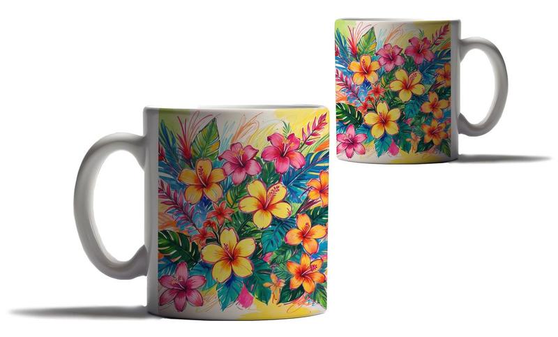 Imagem de Caneca Personalizada Presente Flores Havaianas Floral 