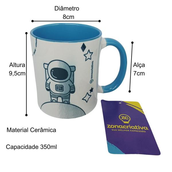 Caneca pop azul amizade astronauta 350ml - Zona Criativa Imagem de Caneca pop azul amizade astronauta 350ml